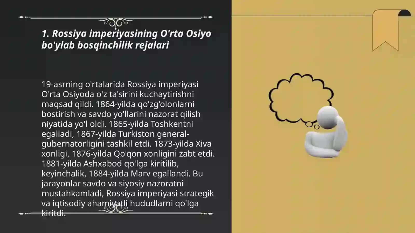 Podsho Rossiyasining O'rta Osiyoga ekspansiyasi va Turkiston general-gubernatorligining tashkil topishi 3