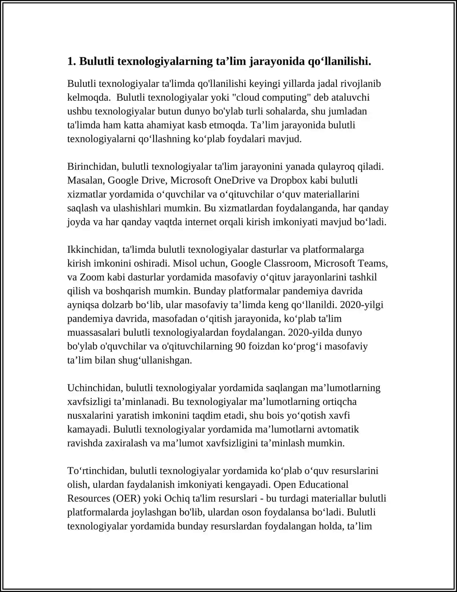 TALIM JARAYONIDA BULUTLI TEXNOLOGIYALARDAN FOYDALANISH 3