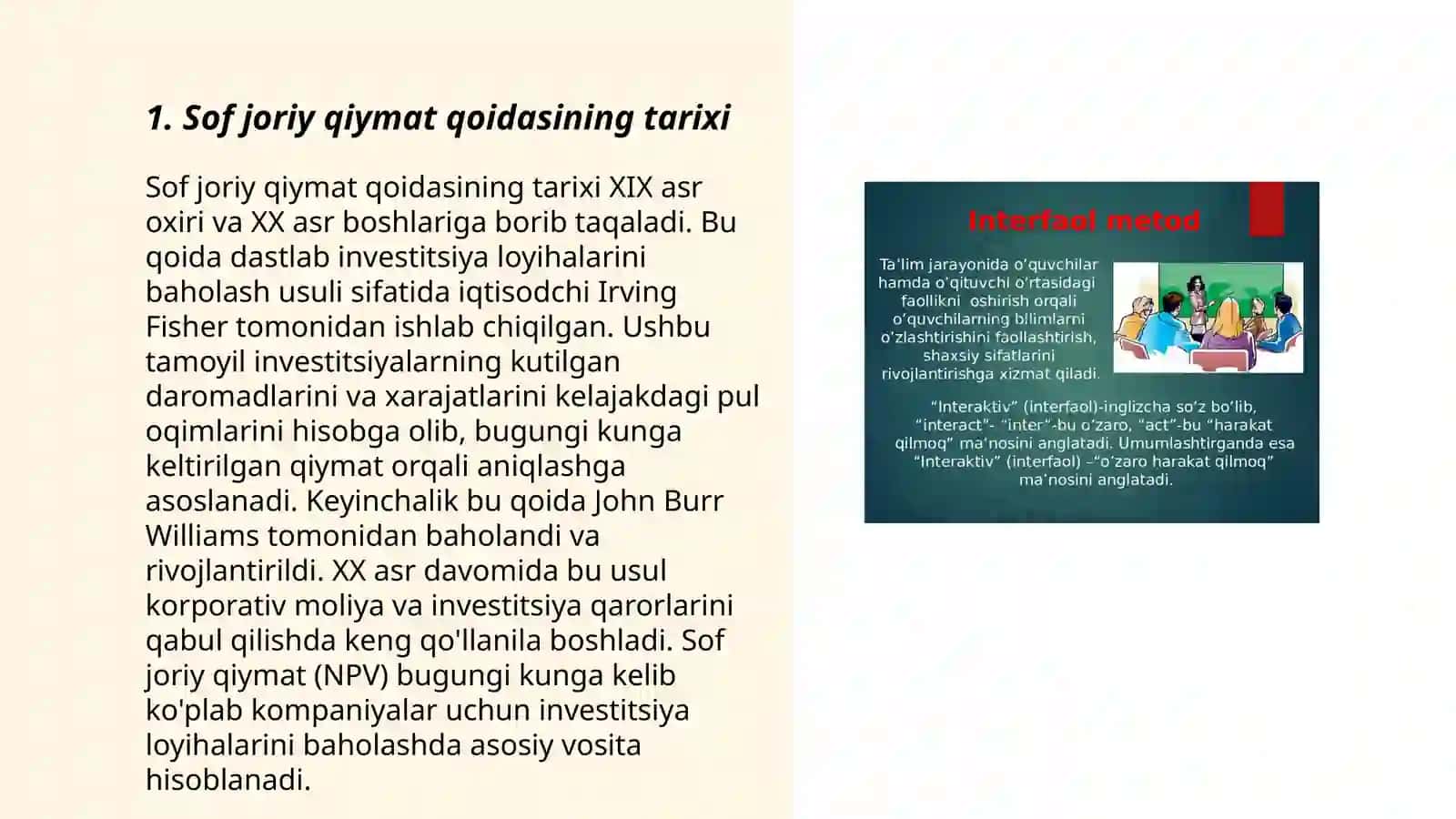 Sof joriy qiymat qoidasining investition qarorlar qabul qilishdagi oʻrni va ahamiyati 3