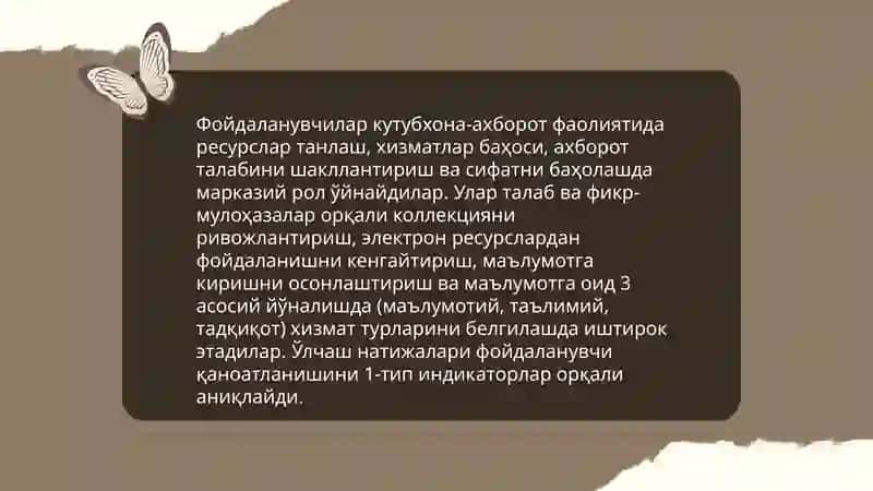 "Улчашларнинг кутубхона-ахборот фаолиятидаги ахамияти" 3