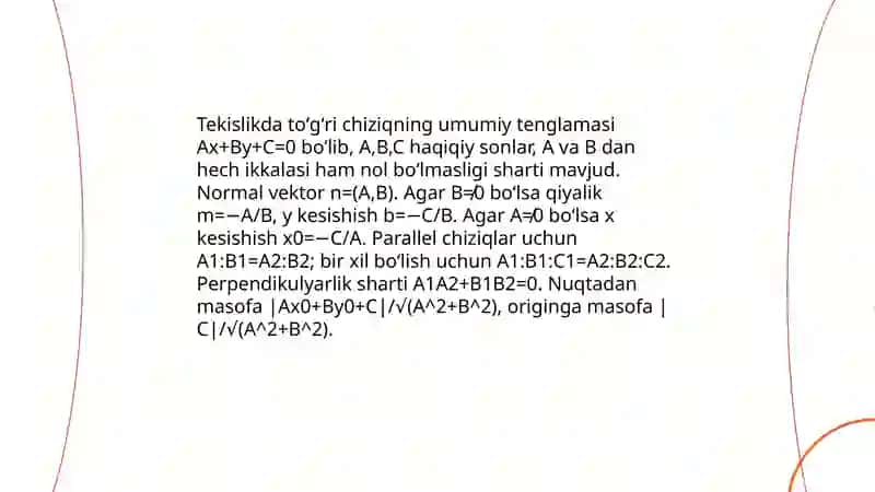 Tekislikda toʻgʻri chiziqning turli tenglamalar 3