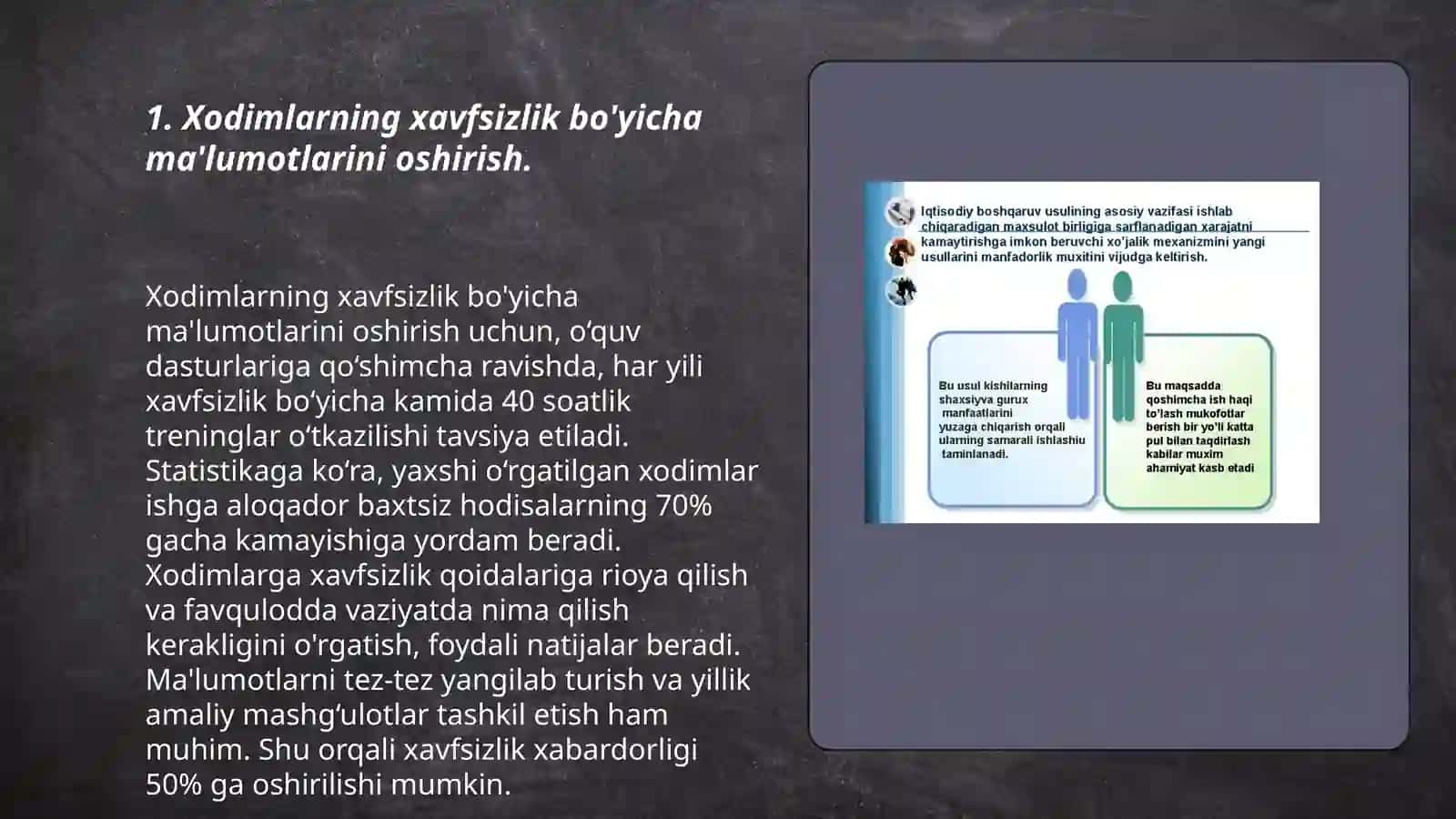 Xodimlarning xavfsiz faoliyatini tashkil qilish chora-tadbirlari 3