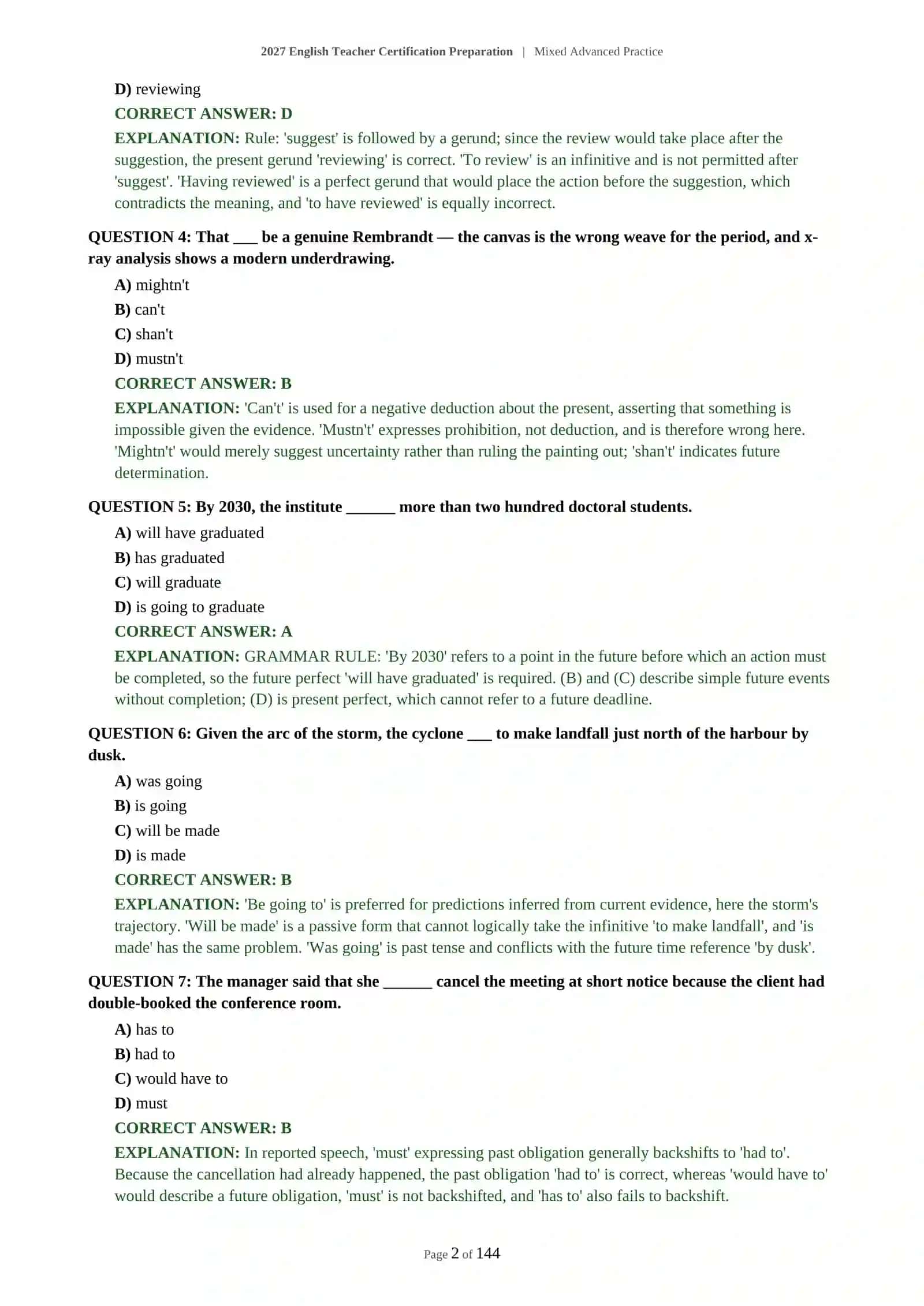 2027 English Teacher Certification Preparation | Mixed Advanced Practice 3