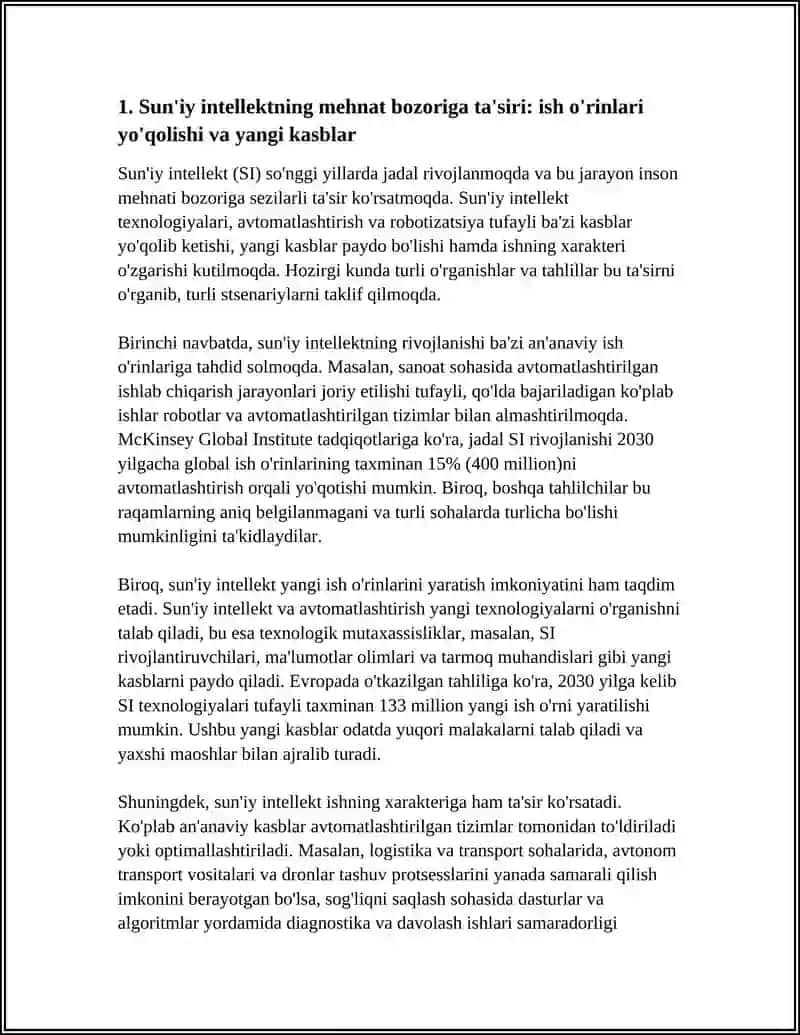 SUNIY INTELLEKT - XAVF QULAYLIK, VA KELAJAKDAGI OZGARISHLAR 3