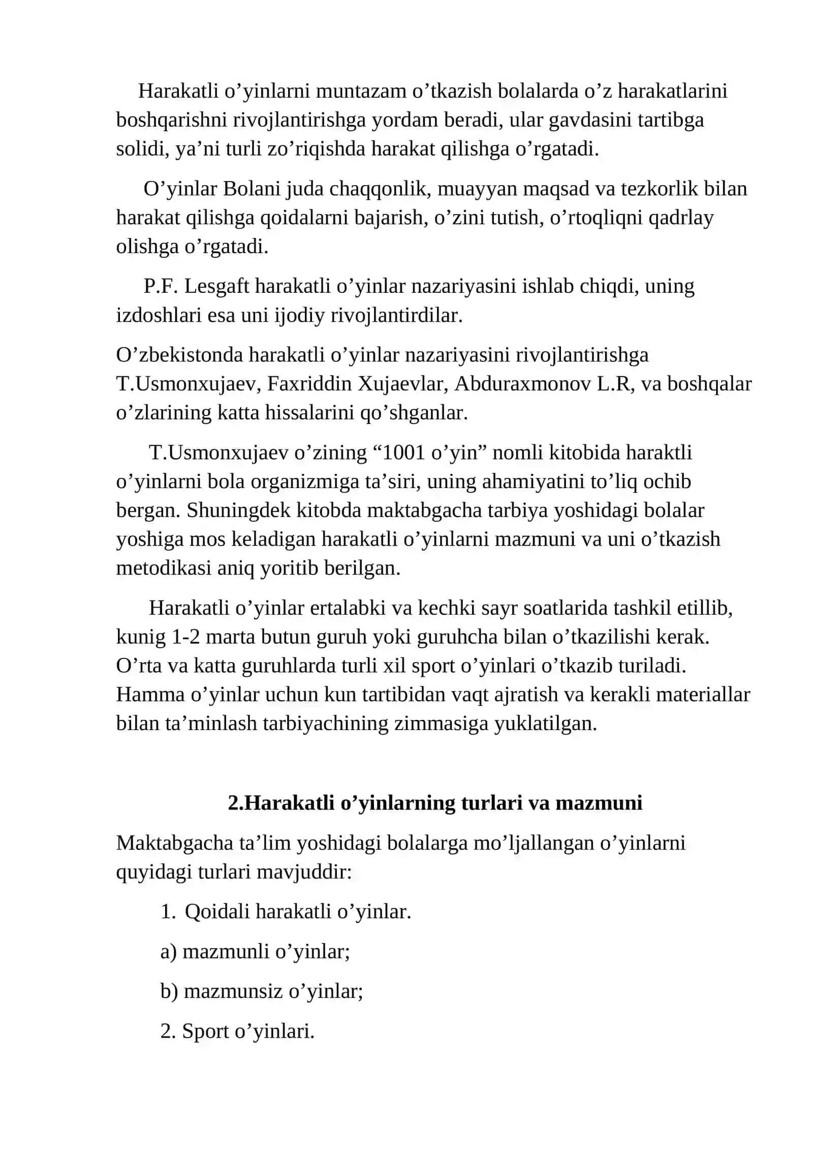 Harakatli o’yinlarni darsni asosiy qismida mos xolda tanlash va taxlil qilish 3