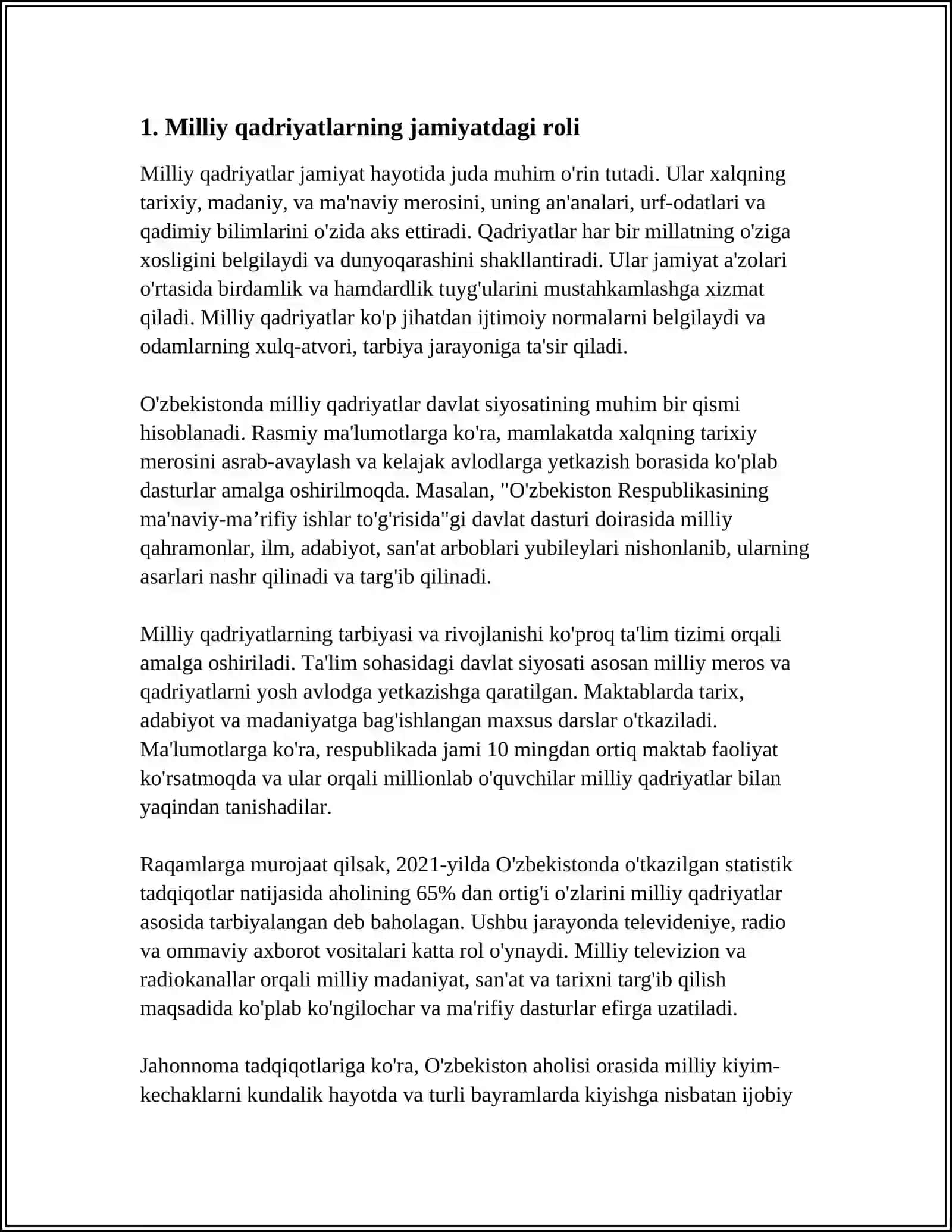 "MILLIY VA UMUMINSONIY QADRIYATLARNING INSONLARGA TA'SIRI" 3
