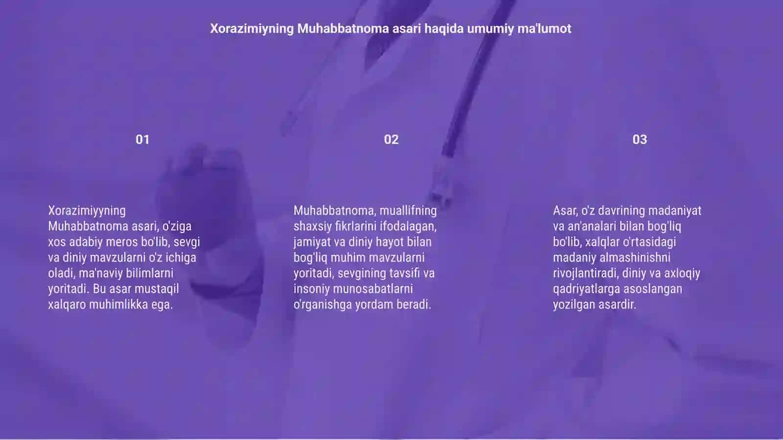 Xorazimiyning Muhabbatnoma asari asosida slayd tayyorlash 3