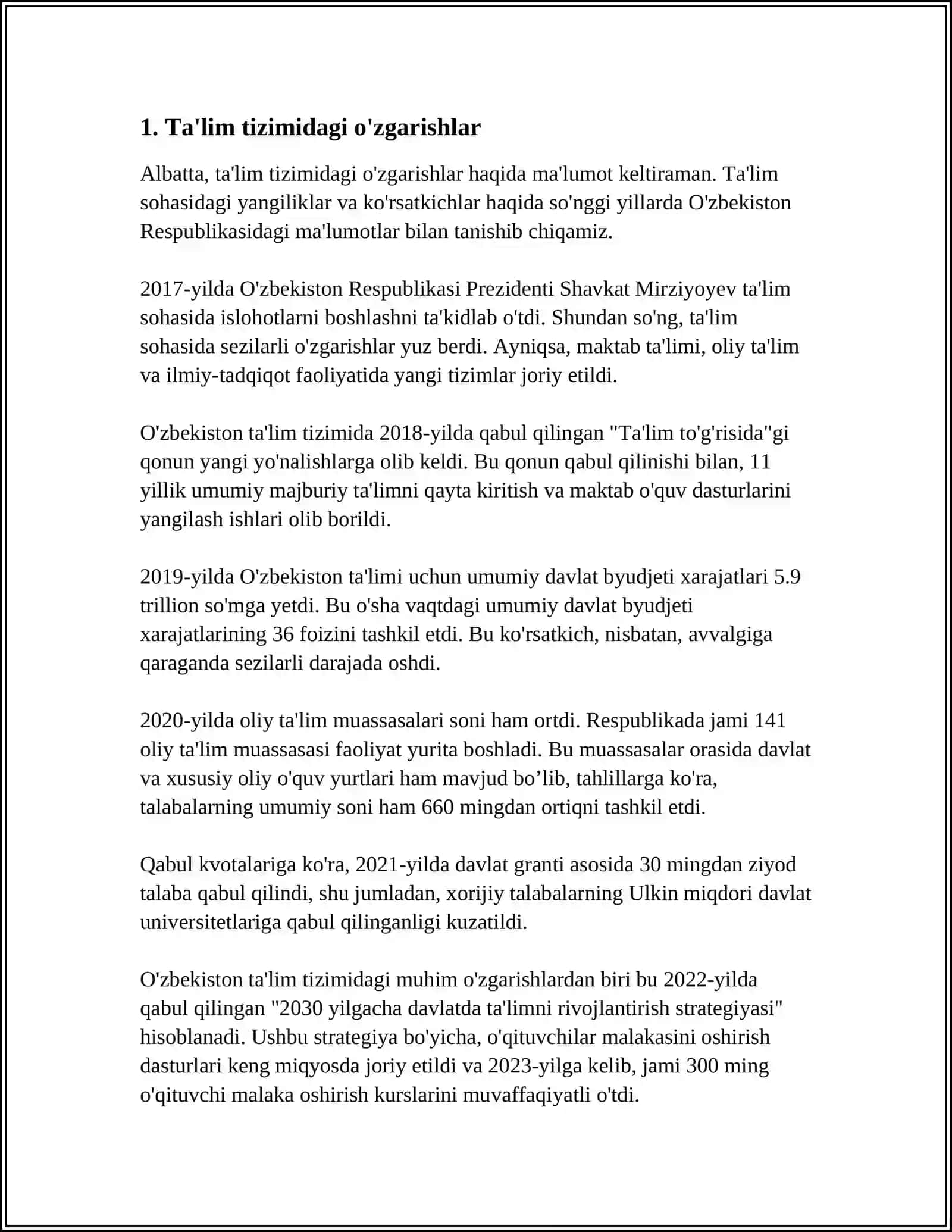 O'ZBEKISTONDA IJTIMOIY SOHADA AMALGA OSHIRILGAN O'ZGARISHLARI 3