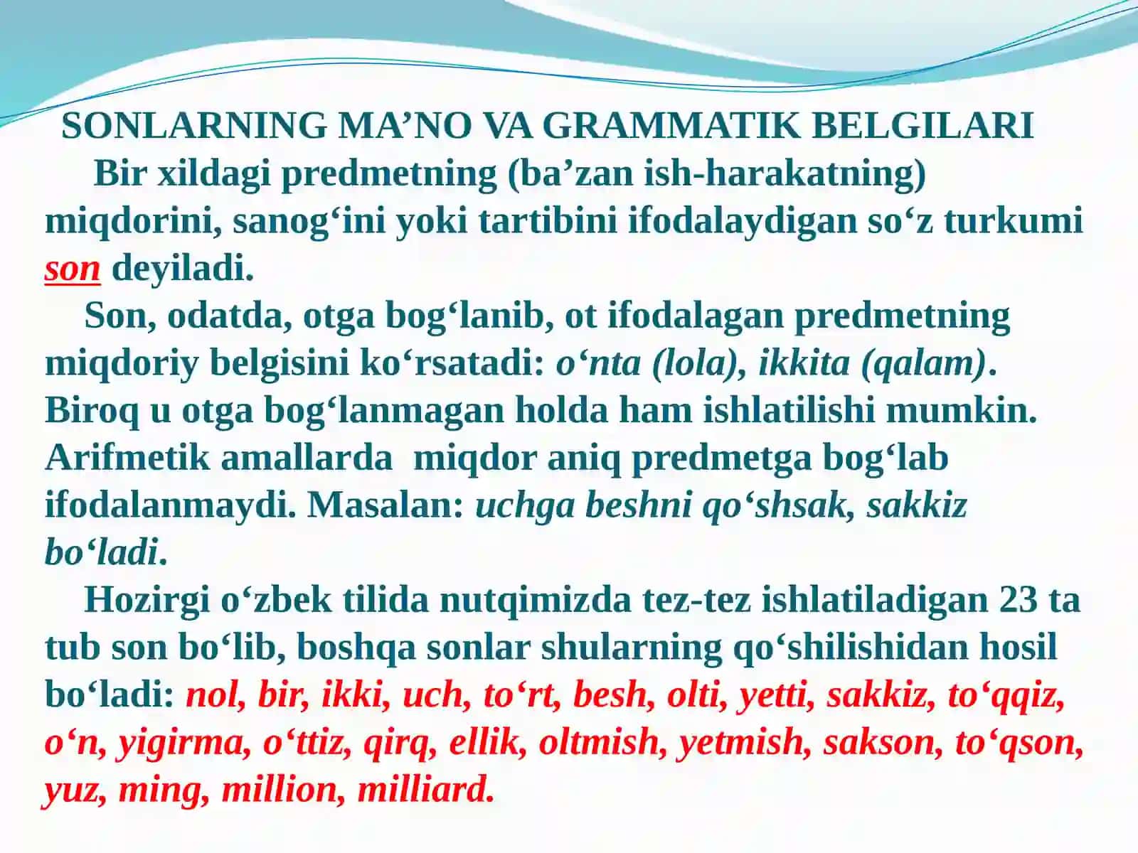 Son so‘z turkumi yuzasidan amaliy mashg‘ulot 3