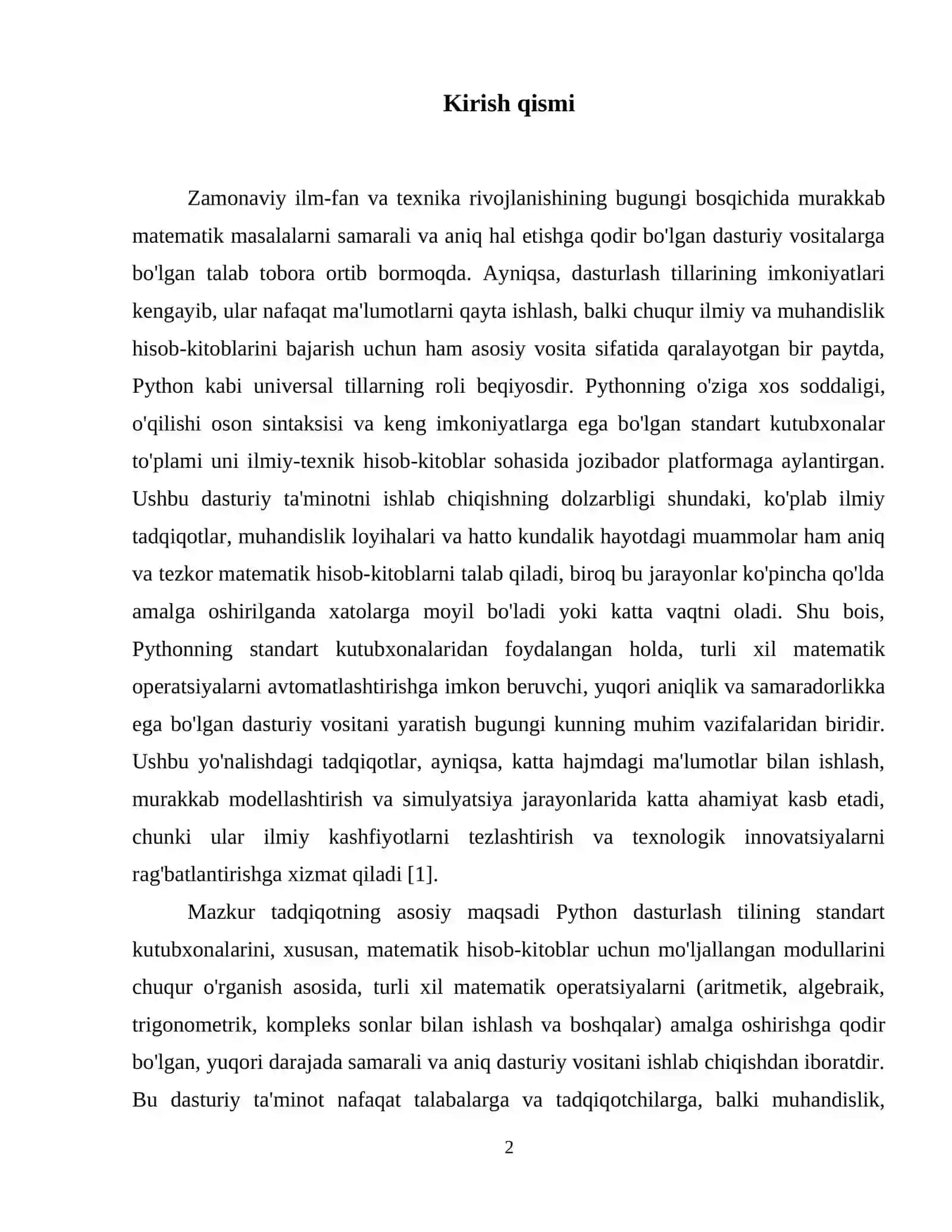 Python dasturlash tilida standart kutubxonalar yordamida matematik hisob-kitob dasturini ishlab chiqish 3