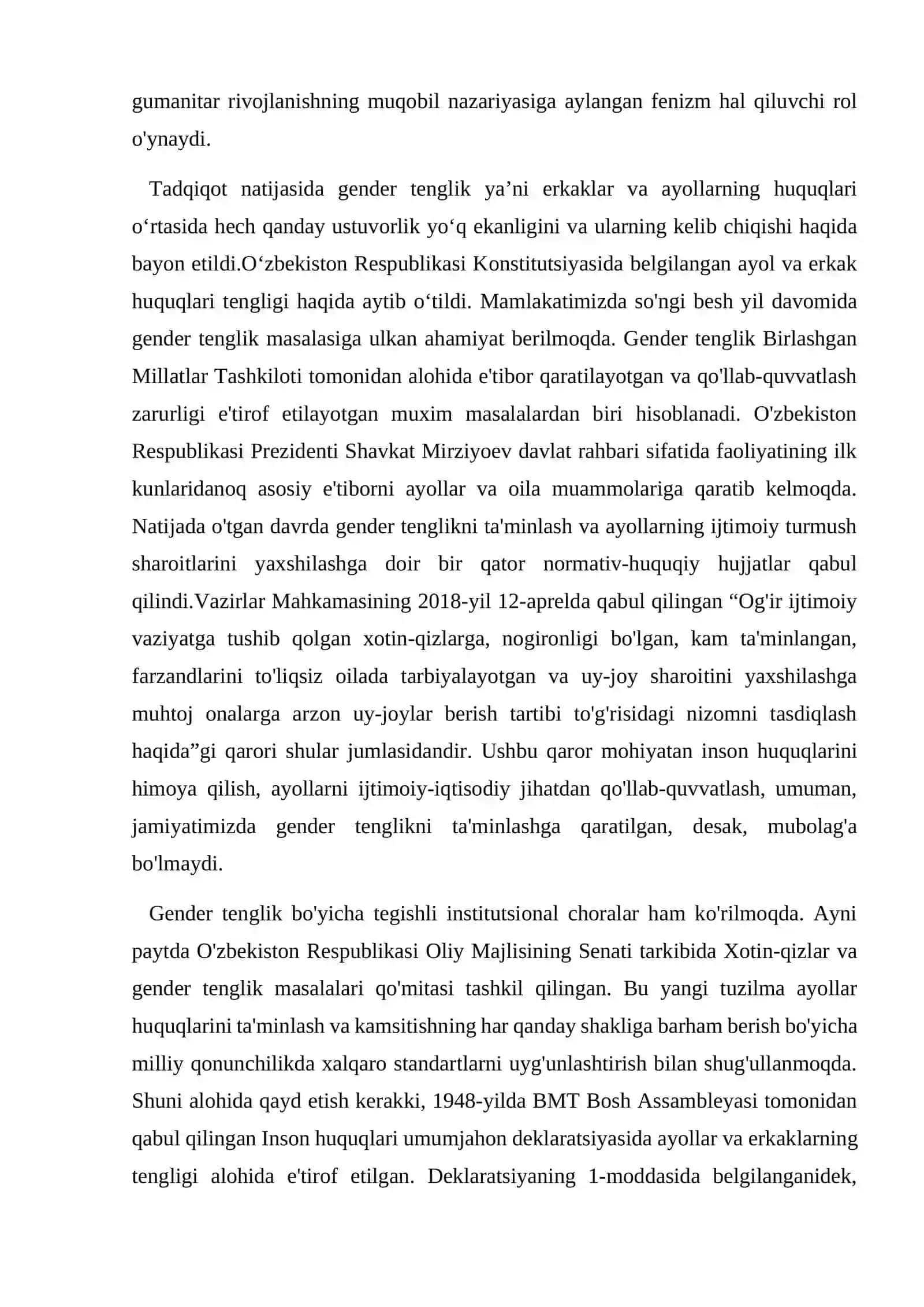 Jinslar tengligi haqidagi xalqaro hujjatlar 3