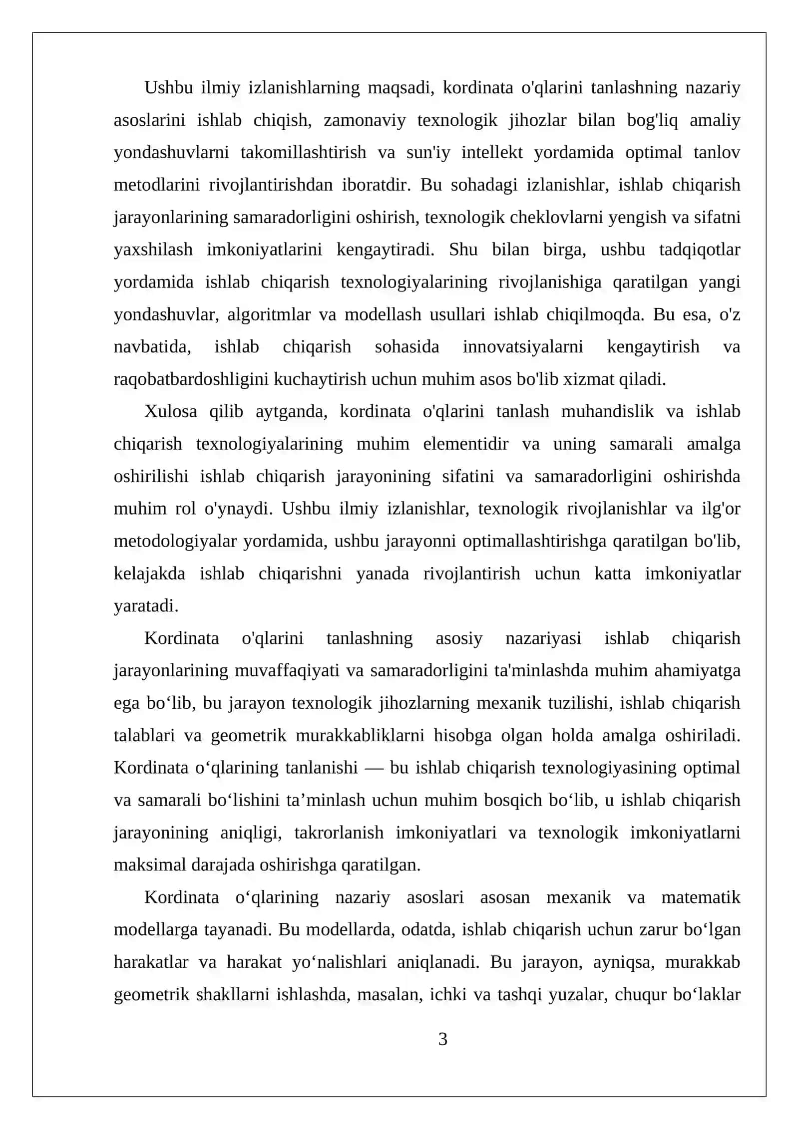 Kordinata o'qlarini tanlashning asosiy nazariyasi 3