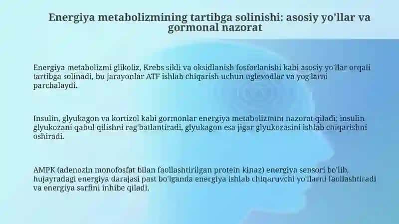 Energiya almashinuvining boshqarilishi.Mitoxondrial kasalliklar. Gipoenergetik holatlar 3