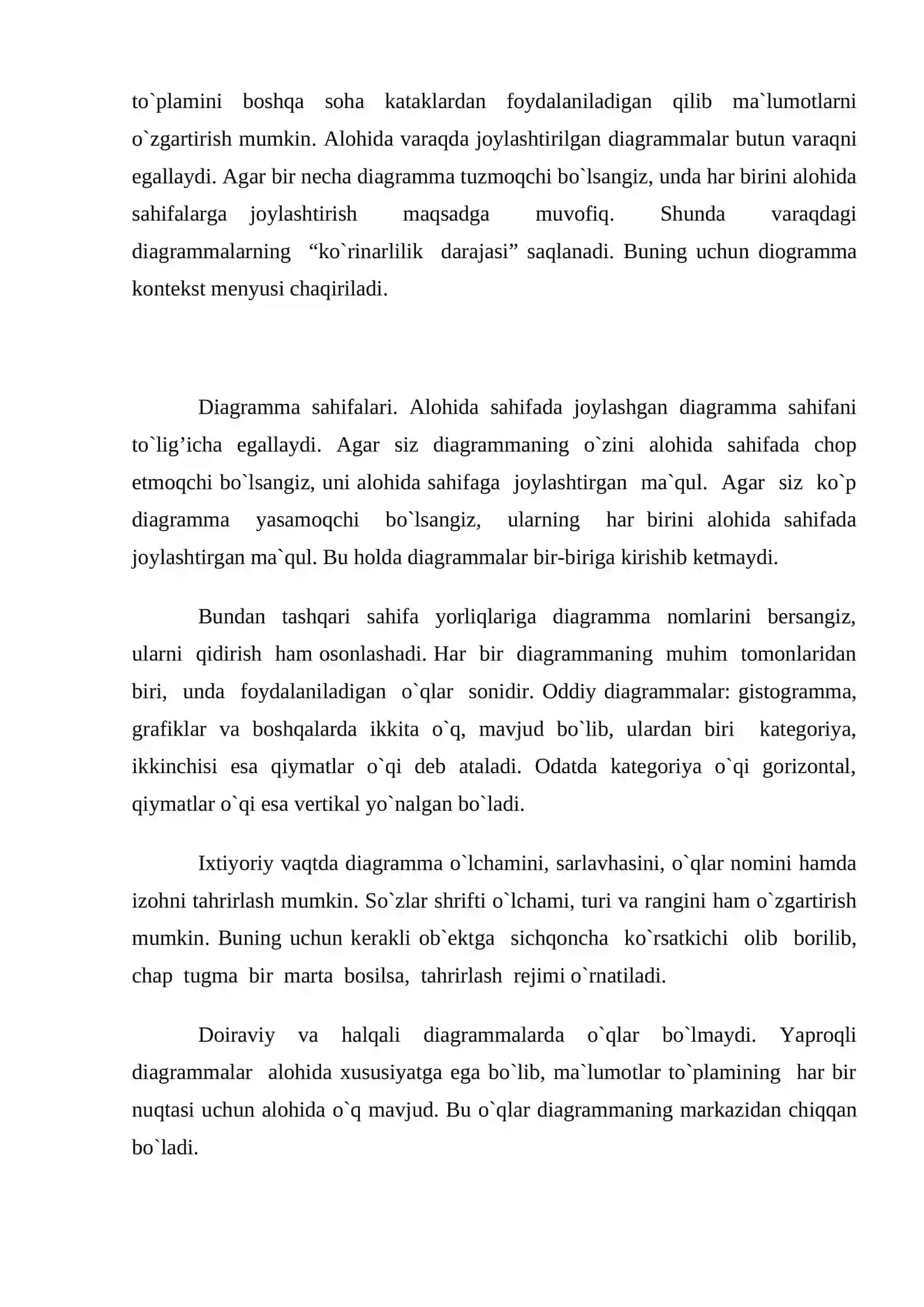 Excel daturida diagrammalar bilan ishlash 3
