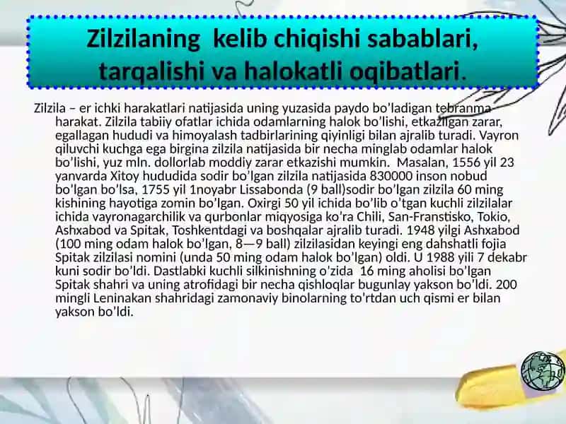 Zilzila  va uning oqibatlari 3