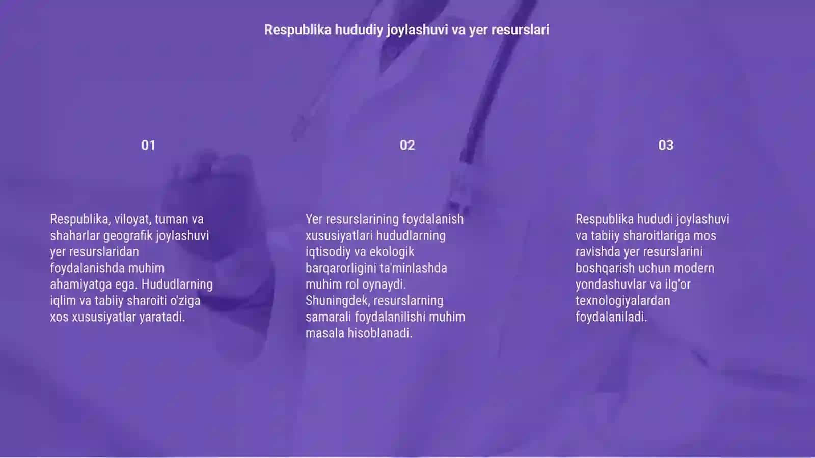 Respublika viloyat,tuman,shaharlarda yer resurslardan foydalanish hususiyatlari 3