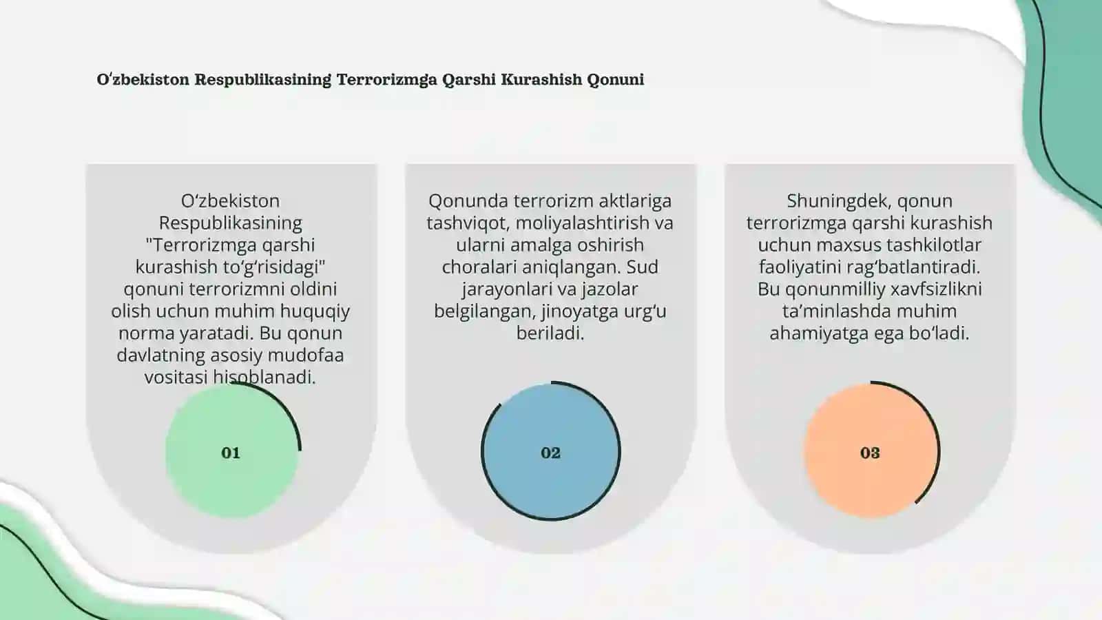 Oʻzbekiston Respublikasining "Terrorizmga qarshi kurashish toʻgʻrisidagi" qonuni 3