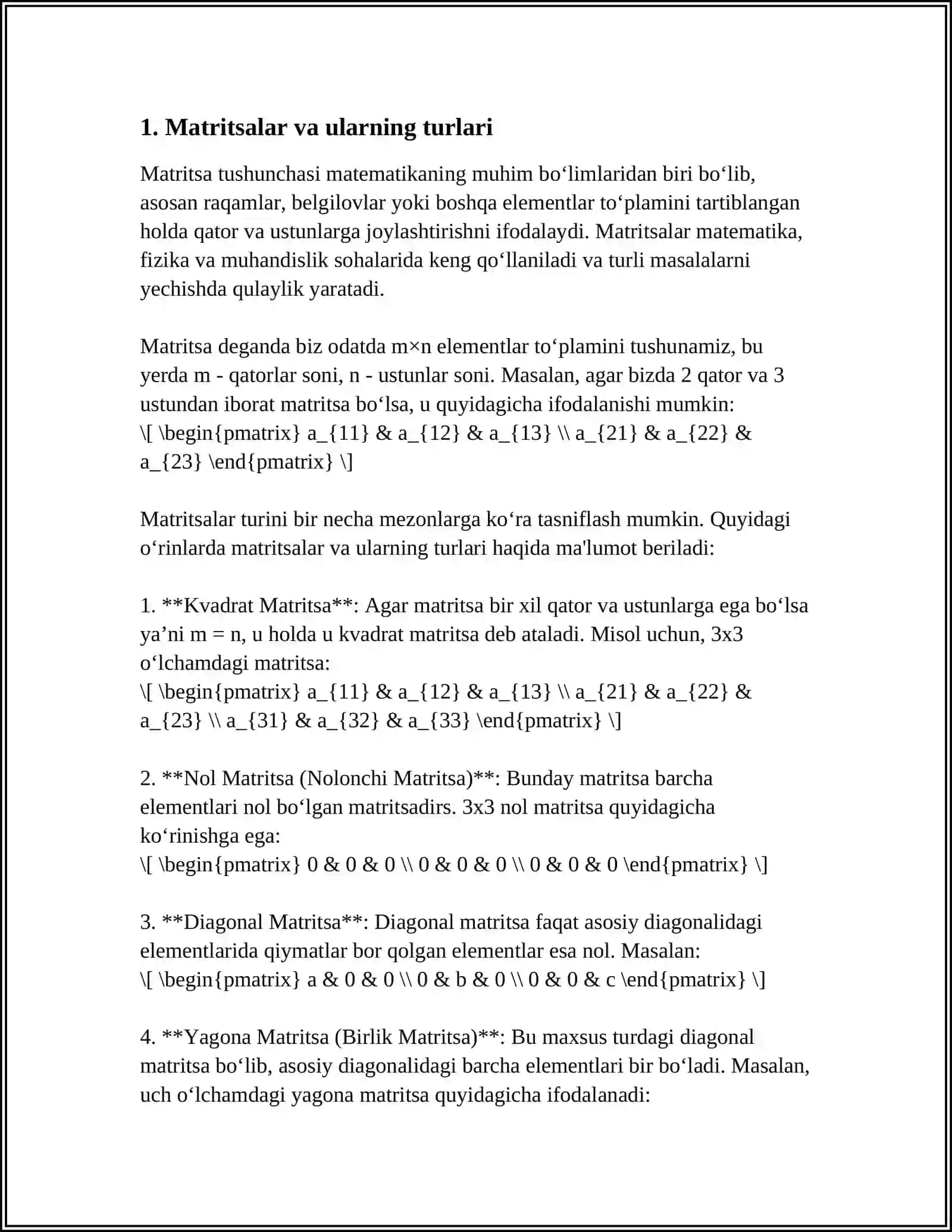 MATRITSALAR 3