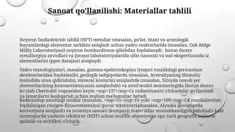 Yadro energiyasidan tinchlik maqsadlarida foydalanish 3
