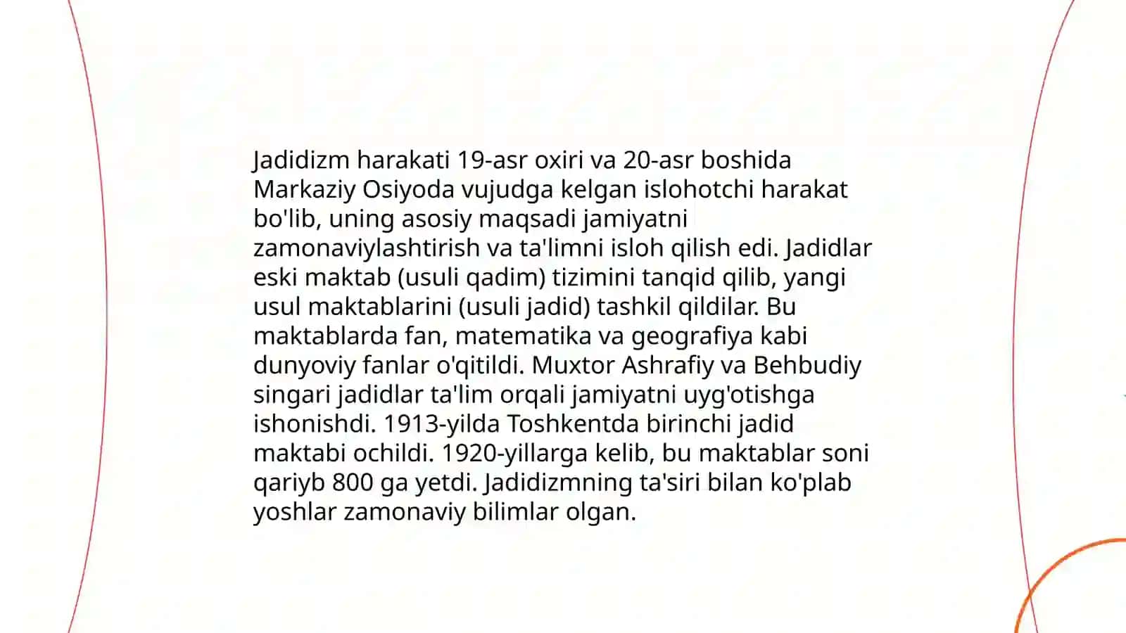 XIX asr 2-yarmi va XX-asr boshlarida taʼlim va pedagogik fikrlar (ta’lim-tarbiya taraqqiyotidagi tutgan oʻrni) 3