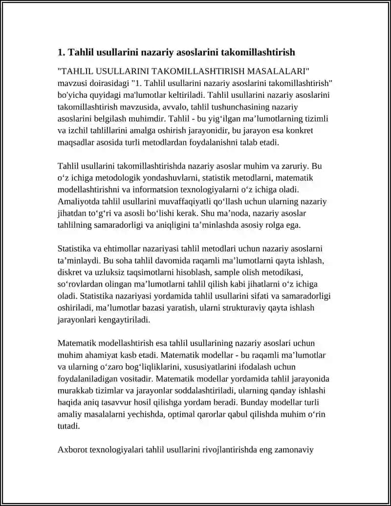 TAHLIL USULLARINI TAKOMILLASHTIRISH MASALALARI 3