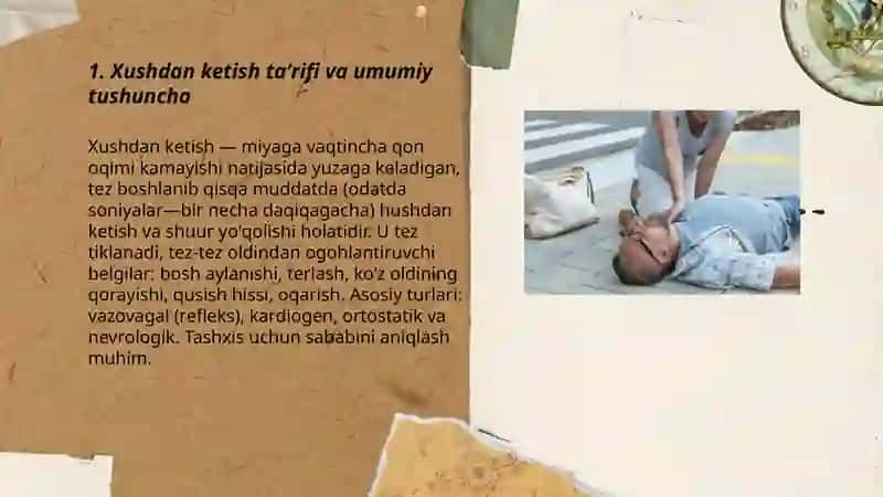 Xushdan ketish. Uning belgilari. Xushdan ketishda 1-yordam kòrsatish 3