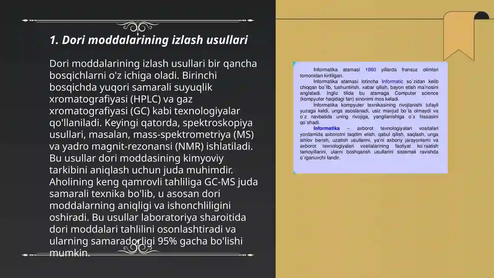 Dori moddalarini izlab topish yollari va uning tasnifi 3
