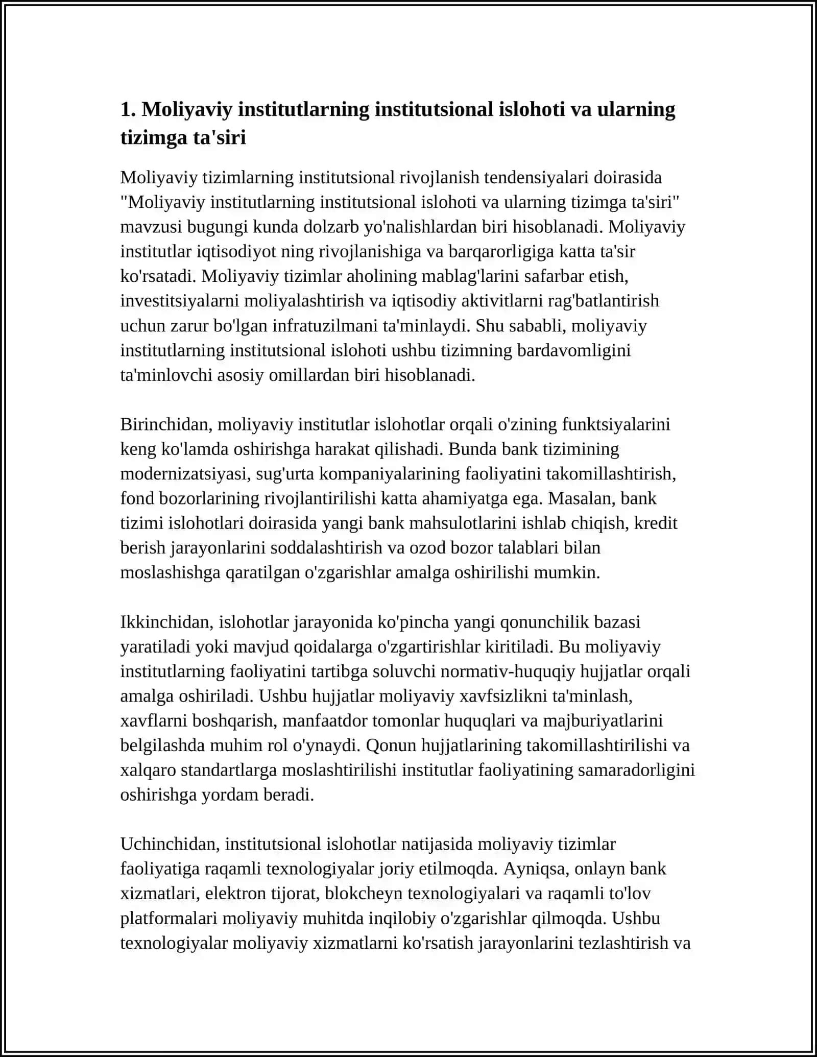 Moliyaviy tizimlarning institutsional rivojlanish tendensiyalari 3