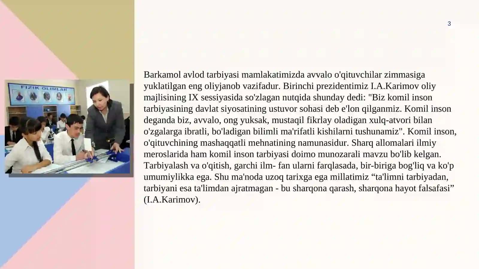 O'QTUVCHINING TARBIYA TEXNOLOGIYALARI ASOSIDA FAOLIYAT, PEDAGOGNING TO'UTORLIK VA FASILITATORLIK FAOLIYATI 3