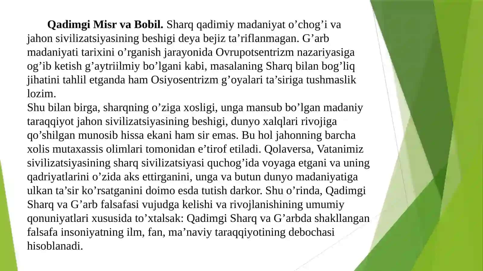 Falsafaning mohiyatiga oid Sharq va G'arb mutafakkirlari ta'riflarini tasniflash 3