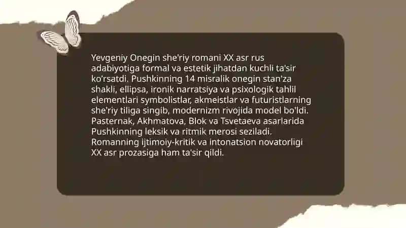 Yevgeniy Onegin she'riy romani XX asr davr adabiyoti 3
