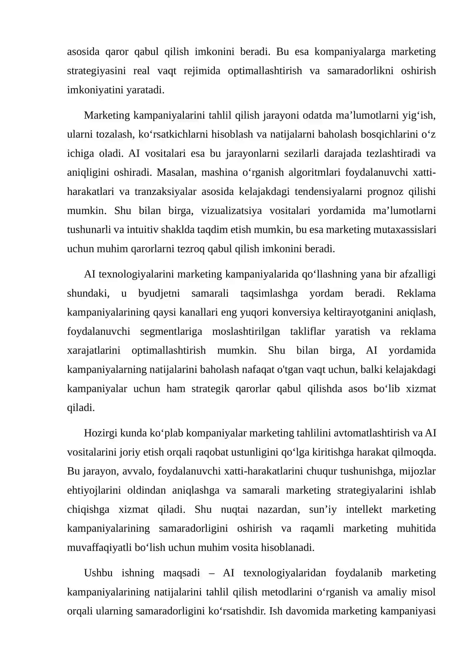 AI YORDAMIDA MARKETING KAMPANIYASI NATIJALARINI TAHLIL QILISH 3