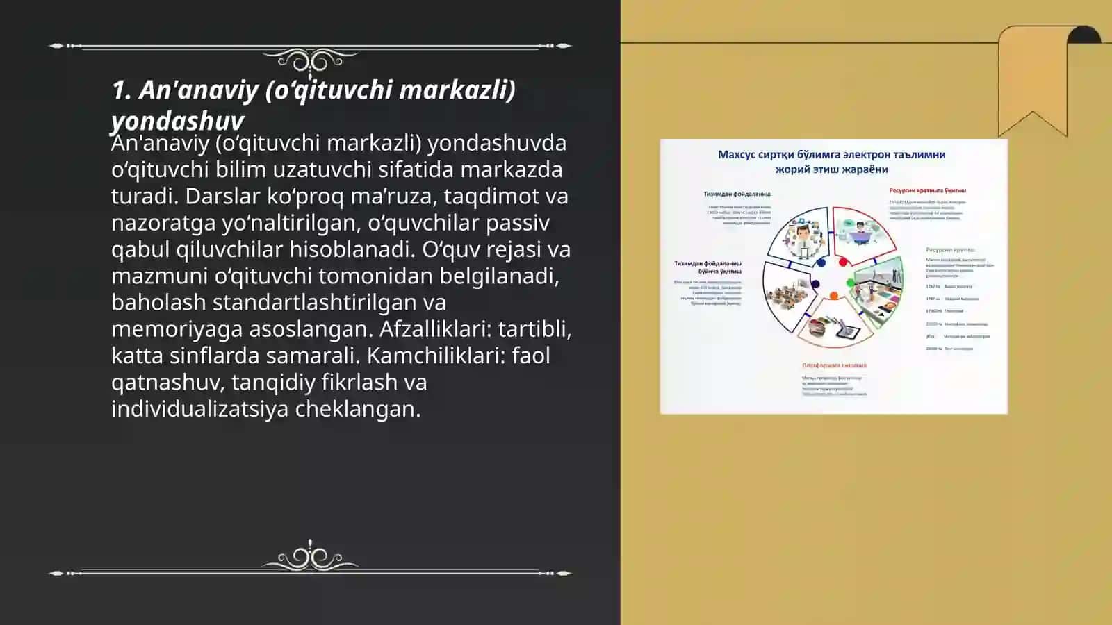 An'anaviy (o‘qituvchi markazli) yondashuv 3