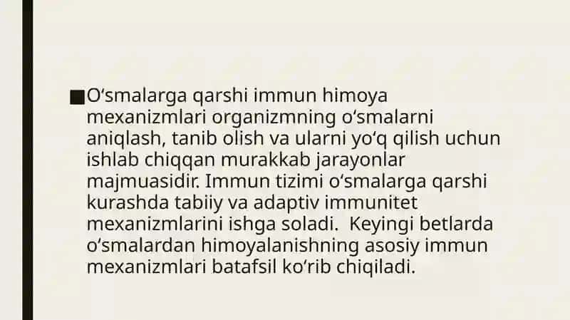 O'smadan himoyalanishning immun mexanizmlari 3