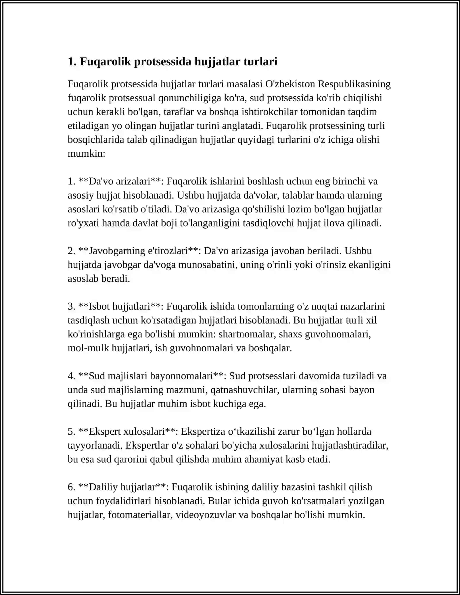 FUQAROLIK PROTSESSUOL HUJJATAR VA TIL XUSUSIYATLARI 3