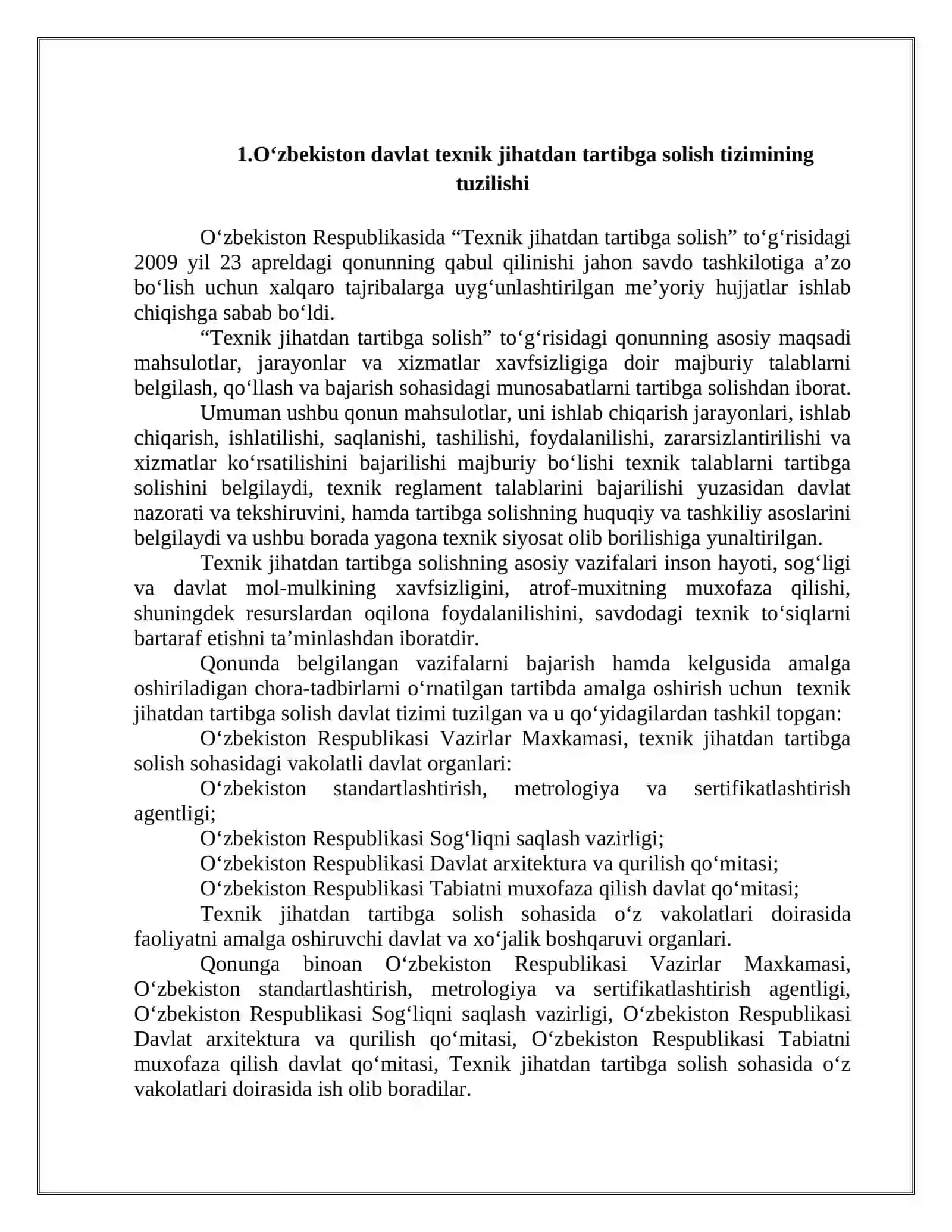O‘zbеkistan Rеspublikаsidа “Tеxnik jihаtdаn tаrtibgа sоlish” to‘g‘risidаgi qоnunini o‘rgаnish 3