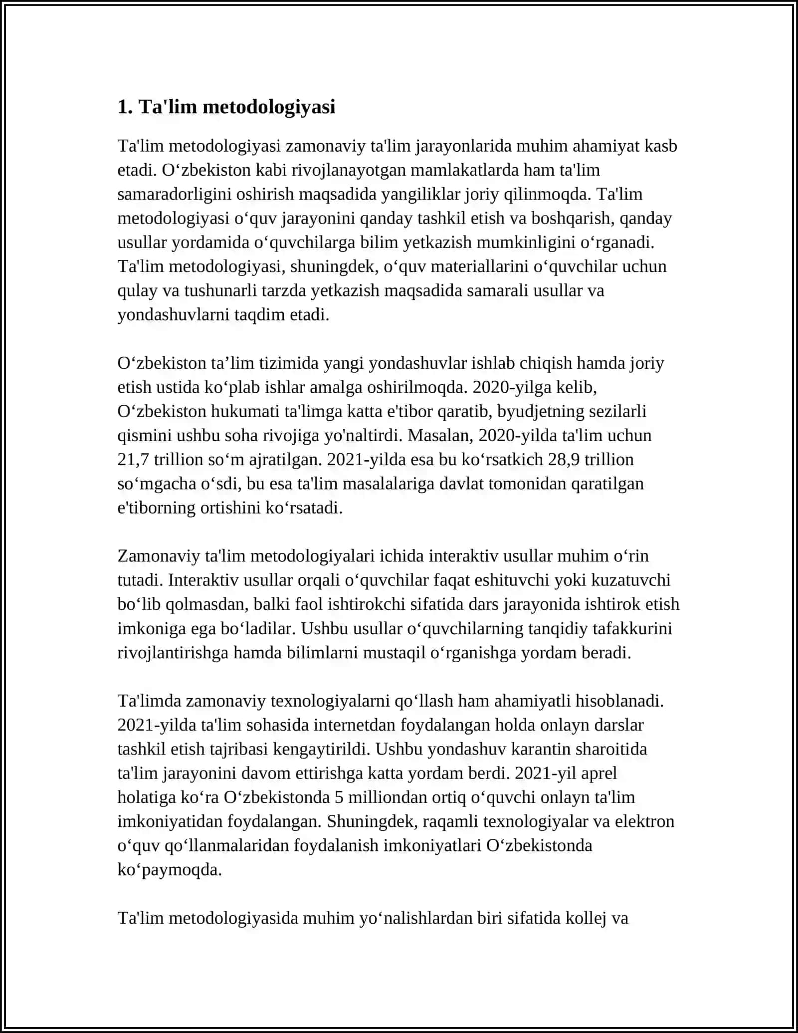 MUSTAQIL ISH Mavzu: PEDAGOGIKA FANINING OʻRGANISH ZARURIYATI 3