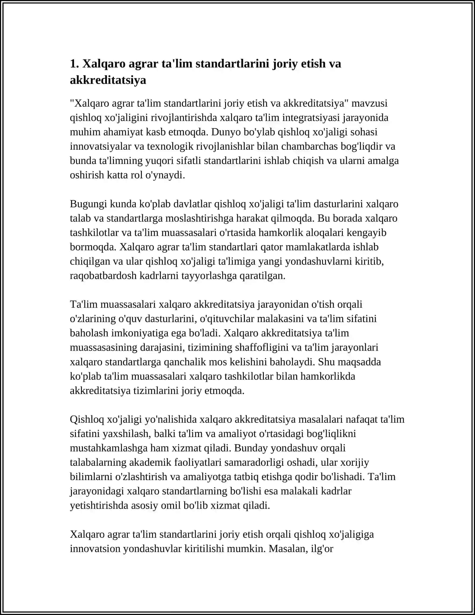 Xalqaro agrar ta'lim standartlarini joriy etish va akkreditatsiya 3