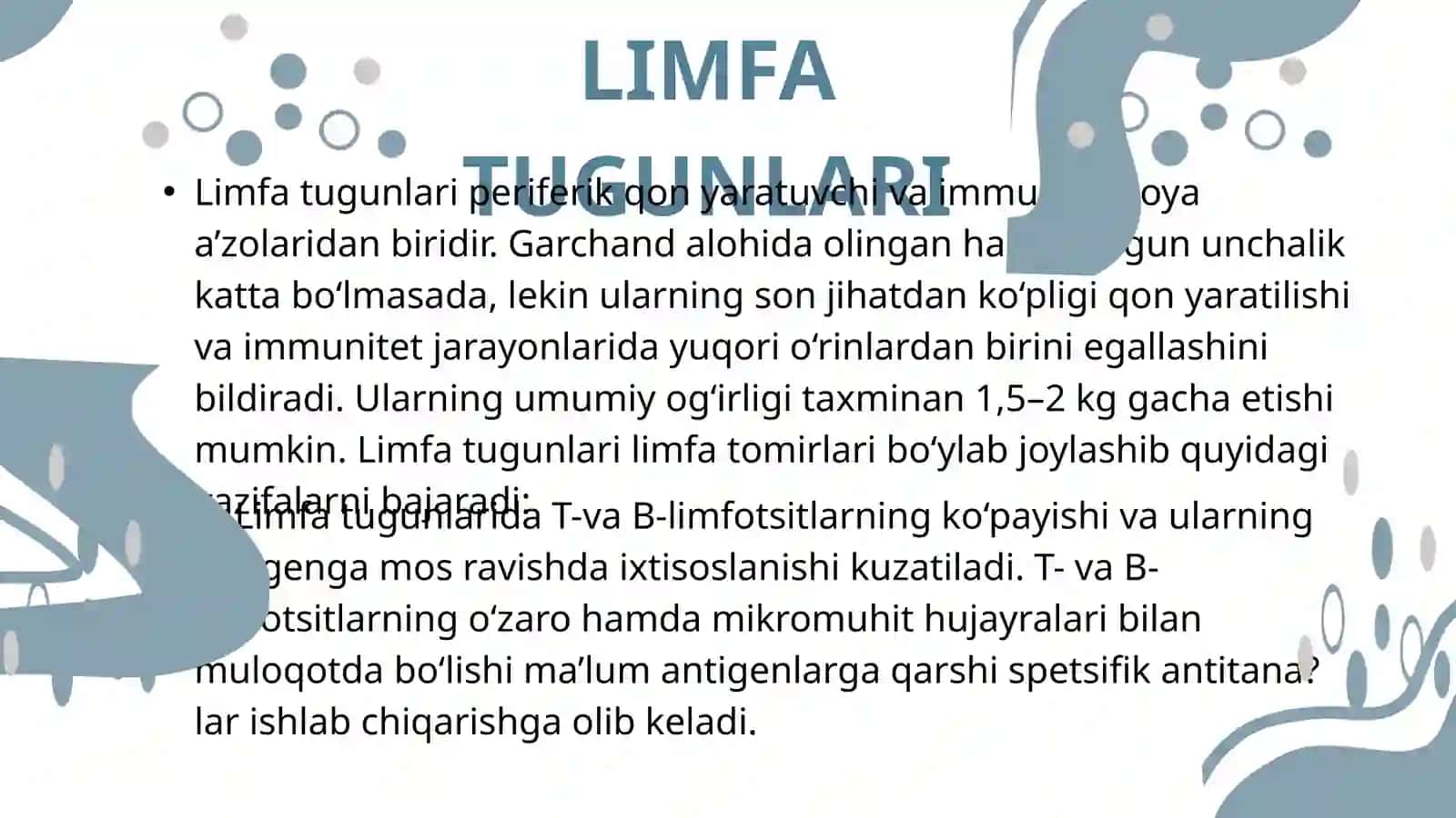 LIMFA TUGUNLARI. BIRLAMCHI VA IKKILAMCHI LIMFA TUGUNCHALARI (FOLLIKULLAR) TUZILISHI VA HUJAYRAVIY TARKIBI 3