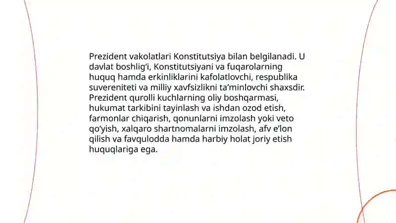 Oʻzbekiston respublikasi prezidenti konstitutsiyasi prinsiplari 3