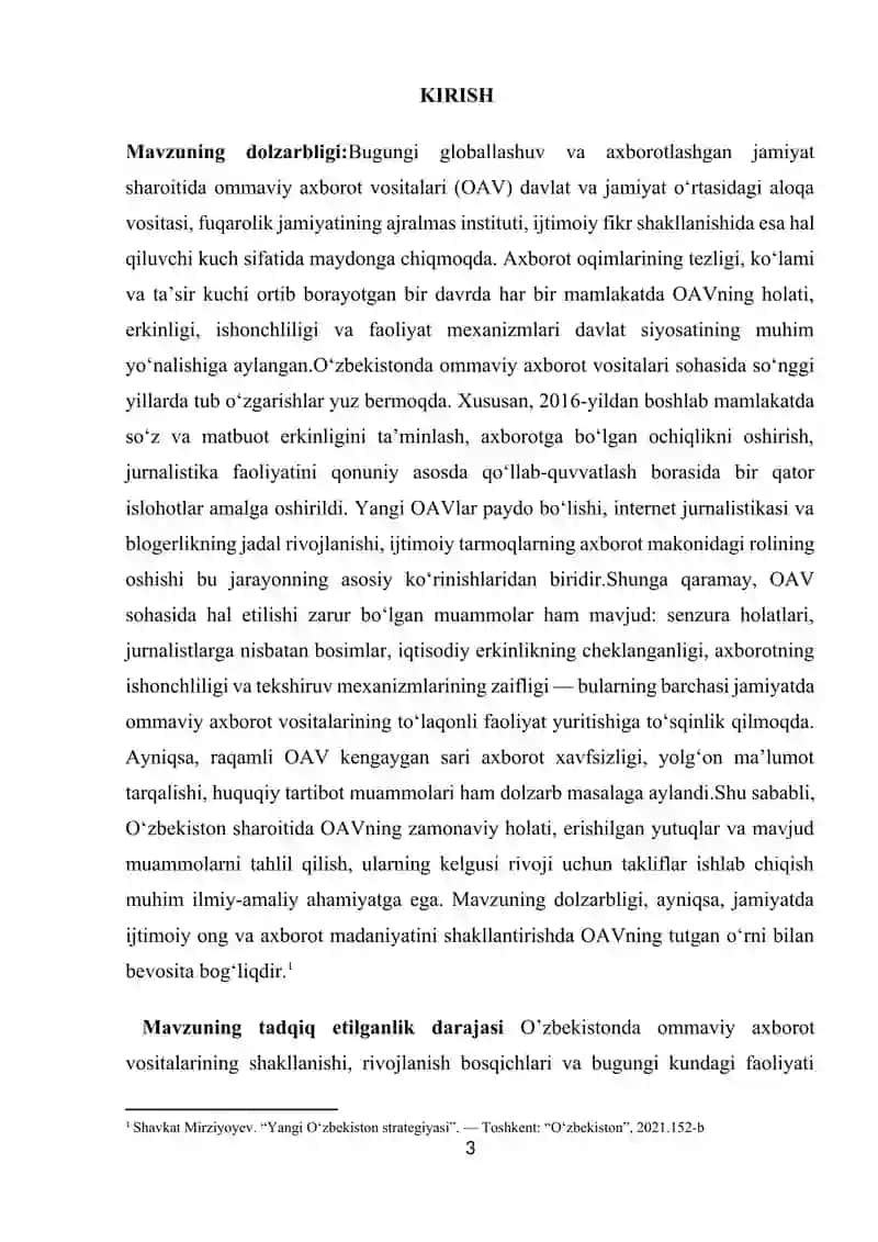 O’zbekistonda Ommaviy axborot vositalari faoliyati 3