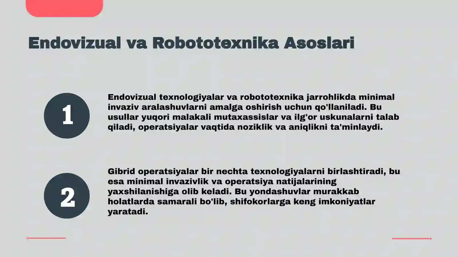 Endovizual, robototexnika va gibrid operatsiyalar asoslari 3