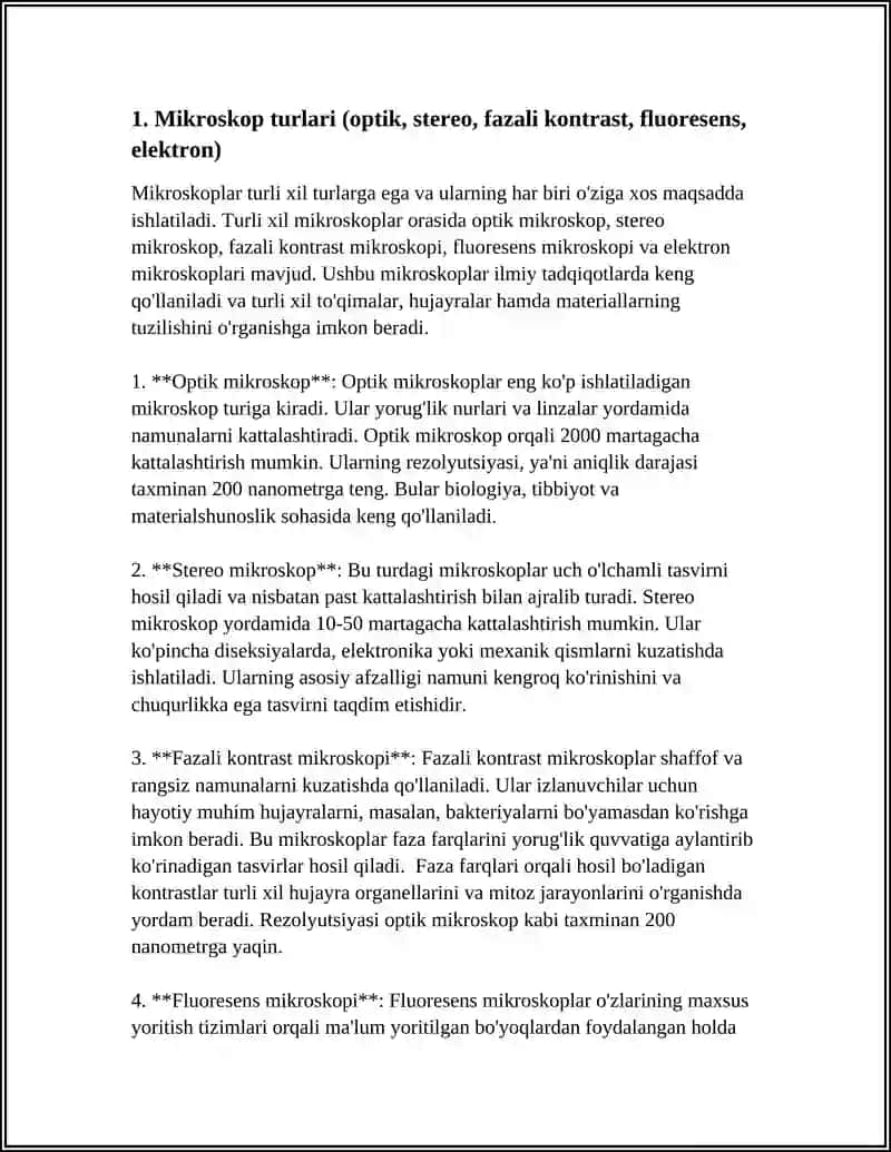 MIKROSKOP XILLARI U BILAN ISHLASH VA FOYDALANISH TEXNIKASI BILAN TANISHISH 3