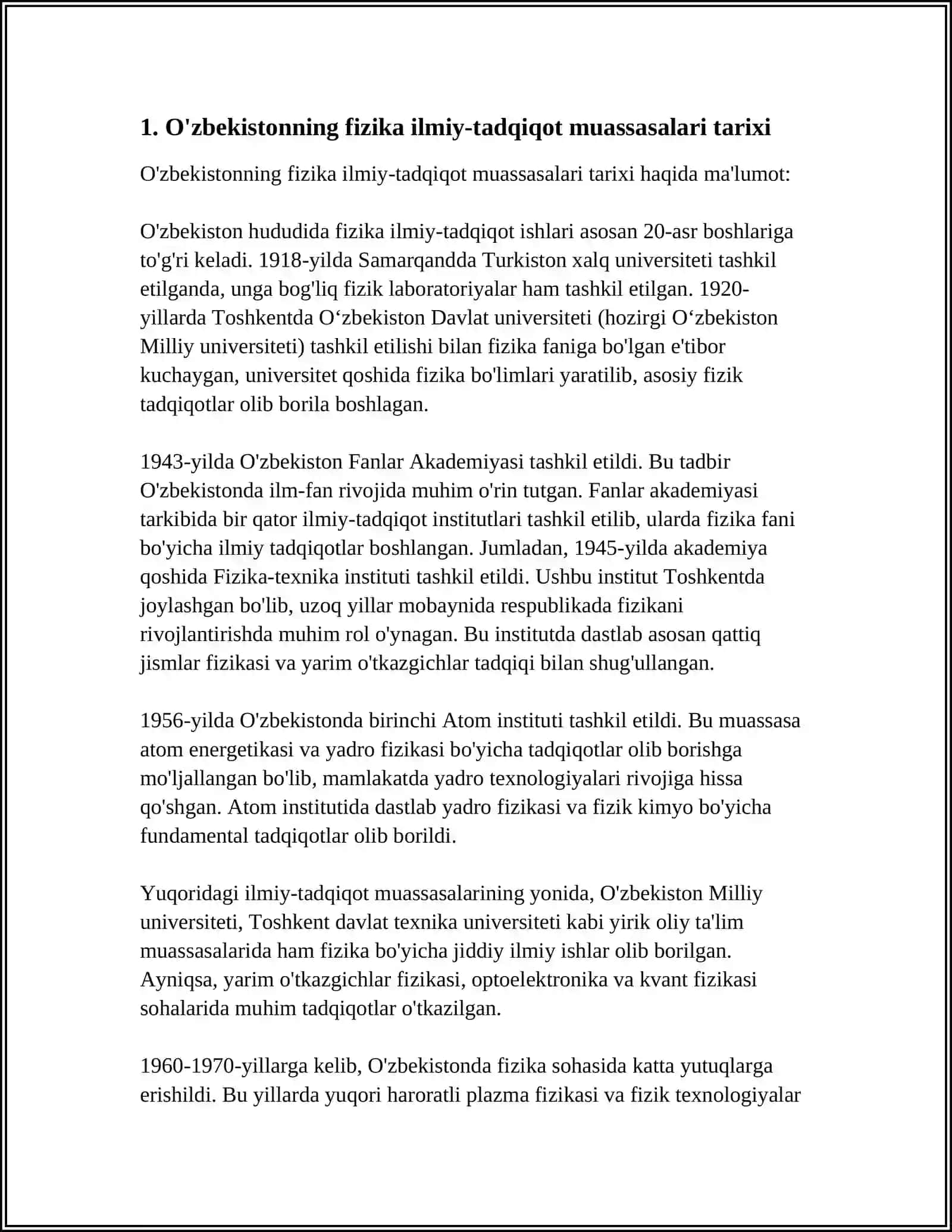 O'ZBEKISTONNING FIZIKA ILMIY-TADQIQOT MUASSASALARI HAQIDA 3