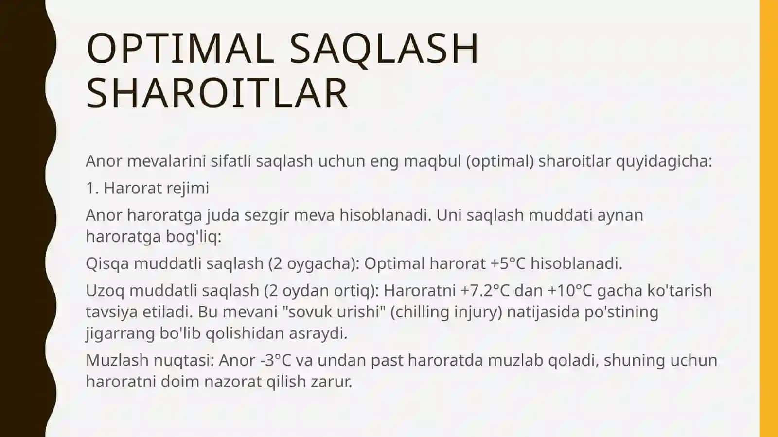 anor mevalarini omborda vaqtinchalik saqlash usullari 3