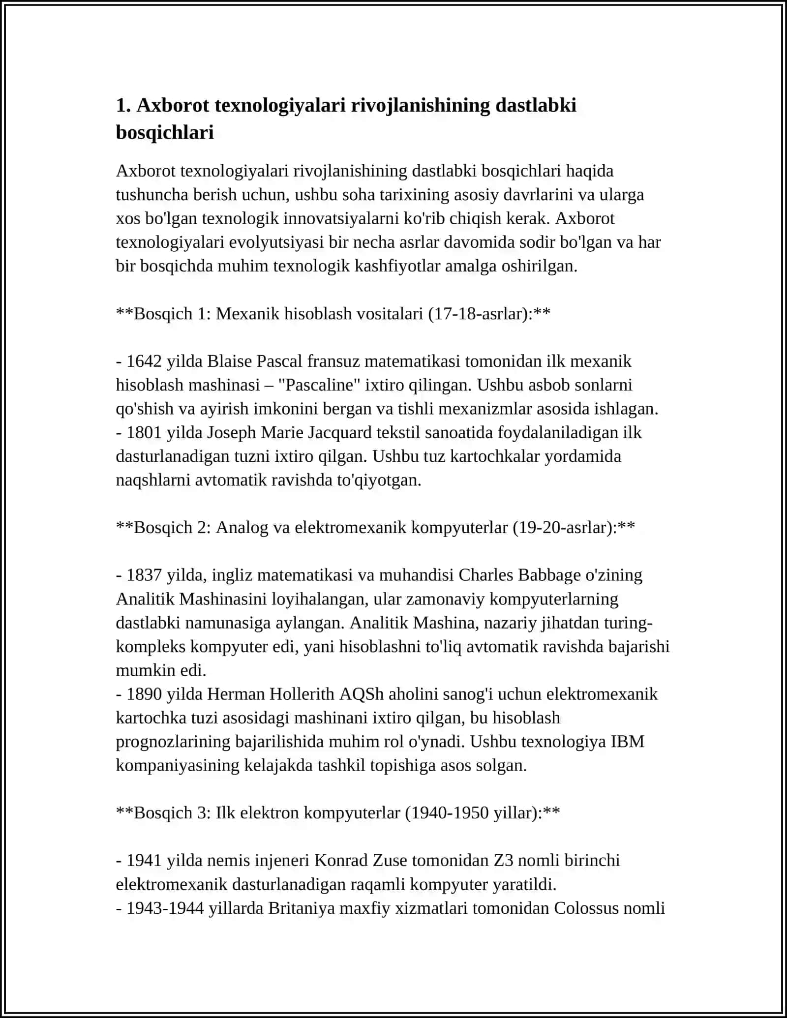 AXBOROT TEXNOLOGIYALAR PAYDO BOʼLISHI TARIXI 3