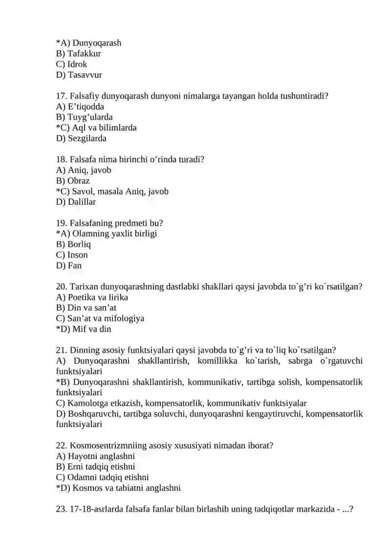 FALSAFADAN TЕSTLAR 3
