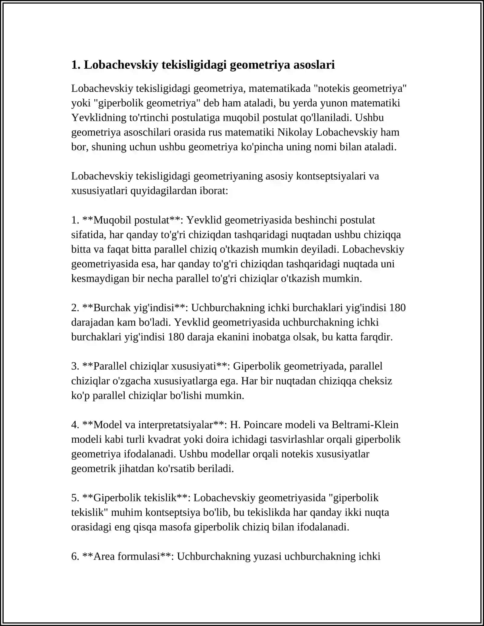 MUSTAQIL ISH Mavzu: LABACHEVSKIY TEKISLIGIDAGI EGRI CHIZIQLAR 3