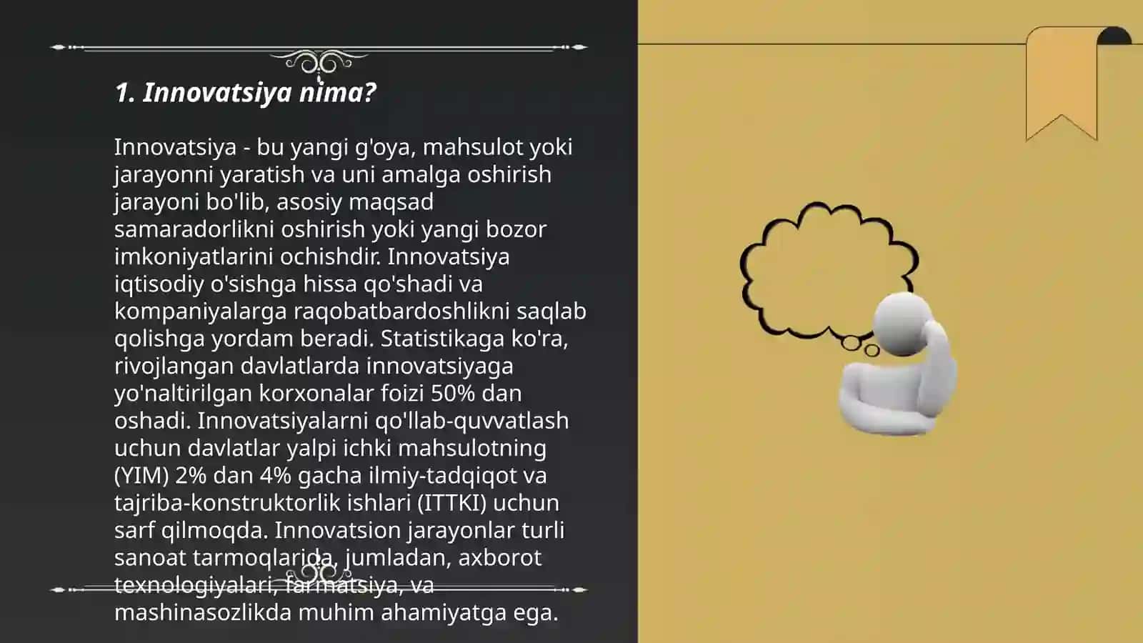 Innovatsiya, innovatsion ta'lim, innovatsion faoliyat va innovatsion jarayon bo'yicha slayd 3
