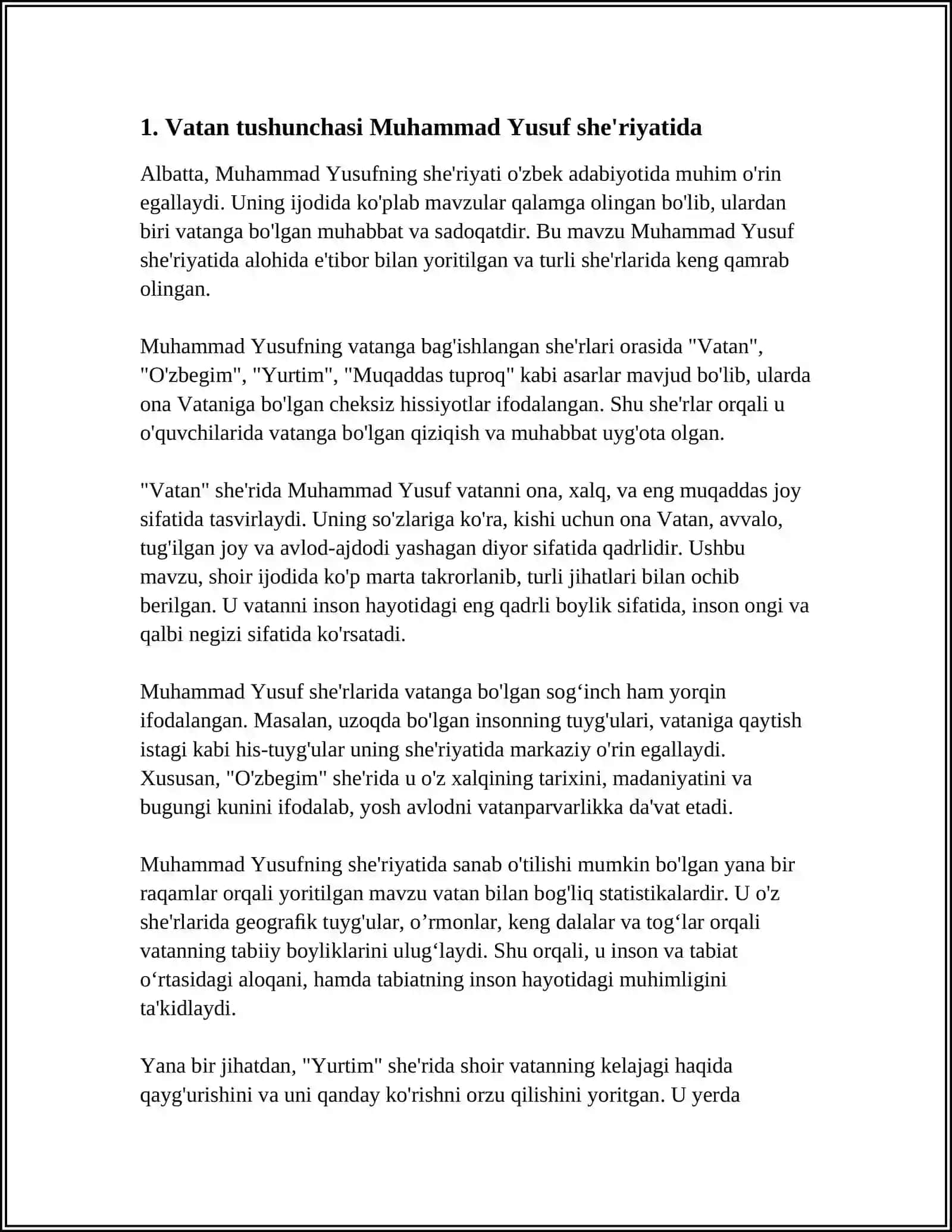 MUHAMMAD YUSUF SHE‘RIYATIDA VATAN MADHI 3